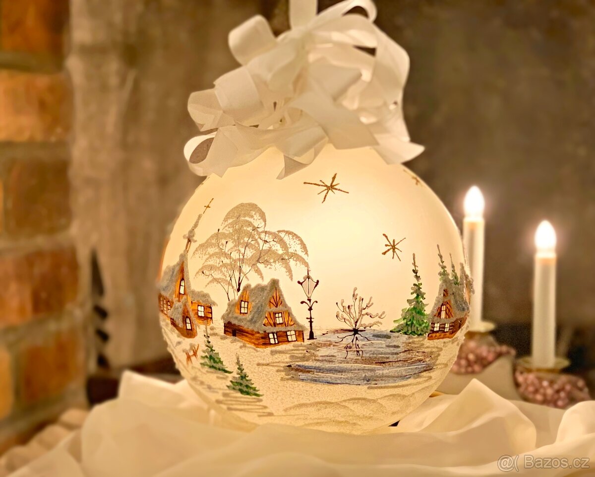 Vánoční Lampa Malovaná Zimní vesnička Dekorace, Dárek - 2