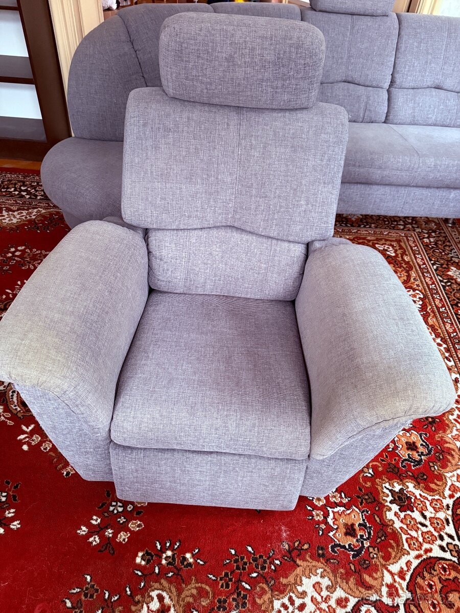 Šedá sedací souprava + křeslo - 2