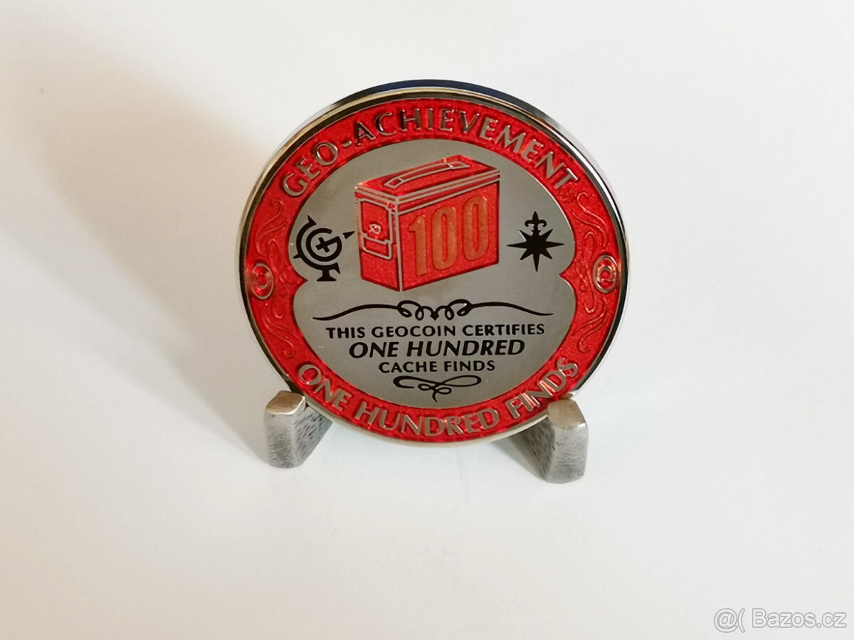 Geocaching Geocoin Achievement set - 100 nálezů - 2