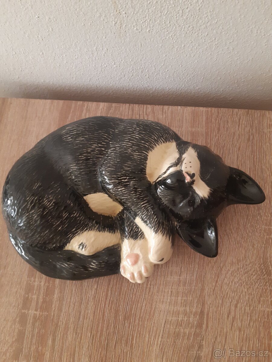 Keramická spící kočka 23cm - 2