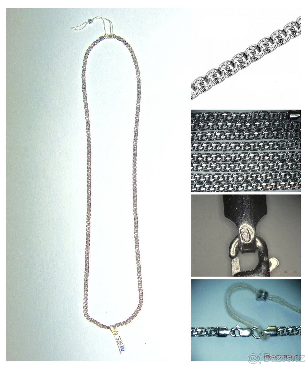 Stříbrný řetízek Bismark 60cm 9.69g ryzosti 925 - 2