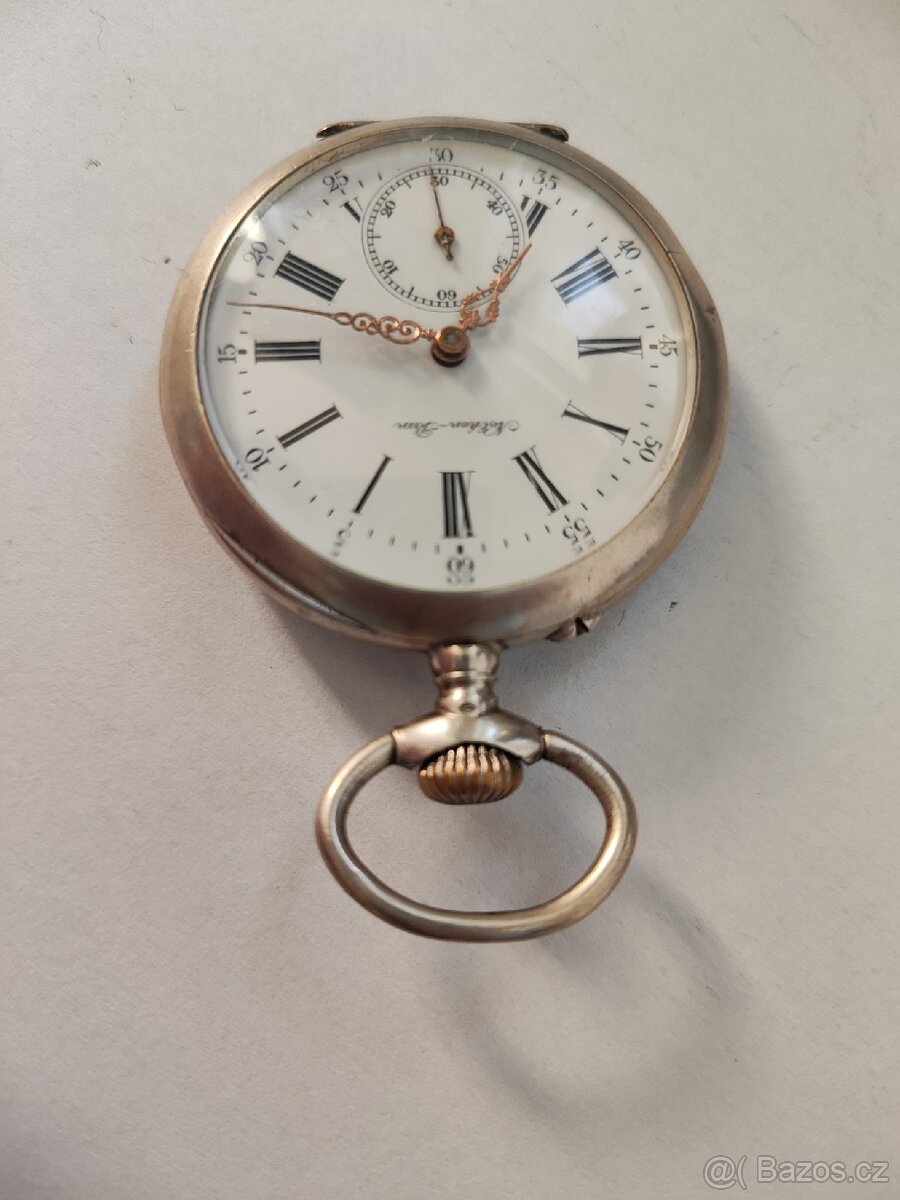 Stříbrné kapesní hodinky NELHEM-PAM top stav - 2