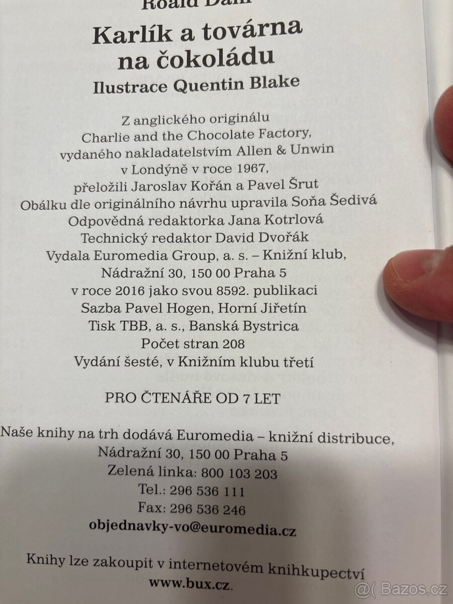 Roald Dahl Karlik a továrna na čokoládu - stav nové knihy - 2