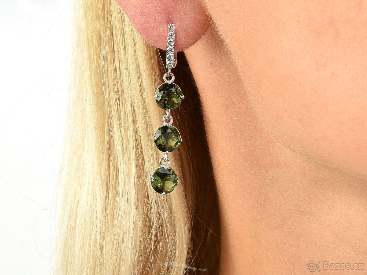 Náušnice Vltavín visací - 2