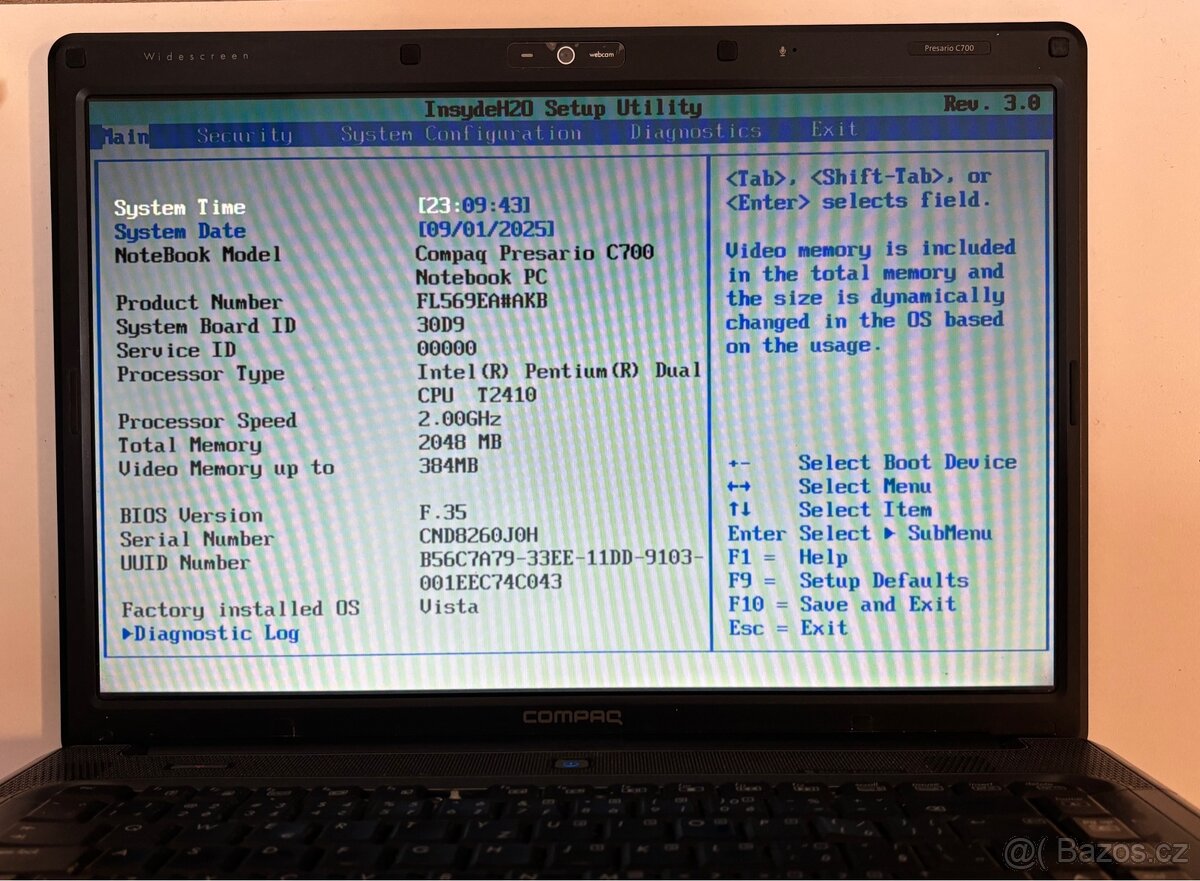 HP Compaq PresarioC700, 2GB RAM, notebook za cenu nabíječky✅ - 2