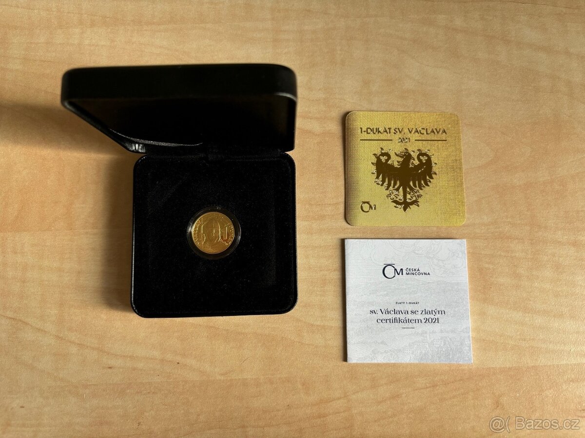 Zlatý 1-dukát sv. Václava se zlatým certifikátem 2021 PROOF - 2
