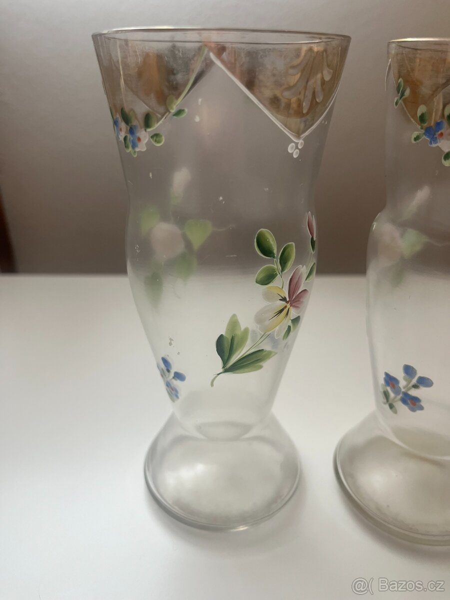 Starožitná malovaná sklenice, 2 ks - 2