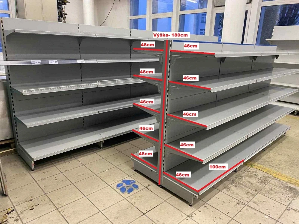 Obchodní oboustranné regály 46/46/46/46/46cm - 2