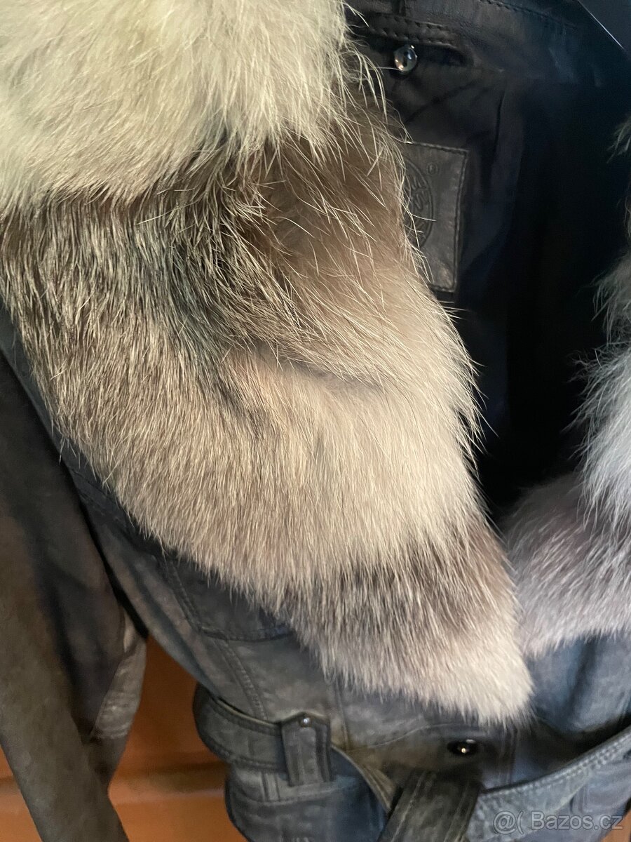 Kožené sako zn.Kara s kožešinovým límcem - 2