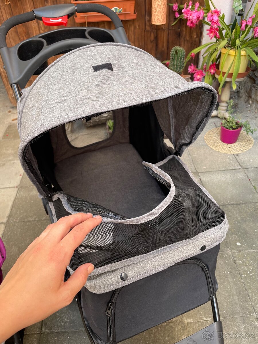 Kočár pro psa PawHut Quido černá + šedá - 2