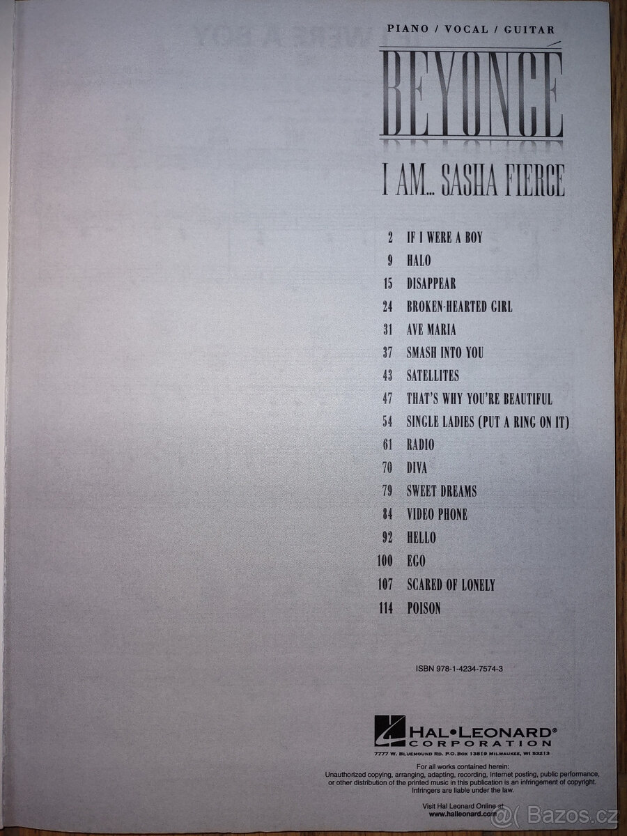BEYONCE - I AM - noty klavír/zpěv/kytara - 2