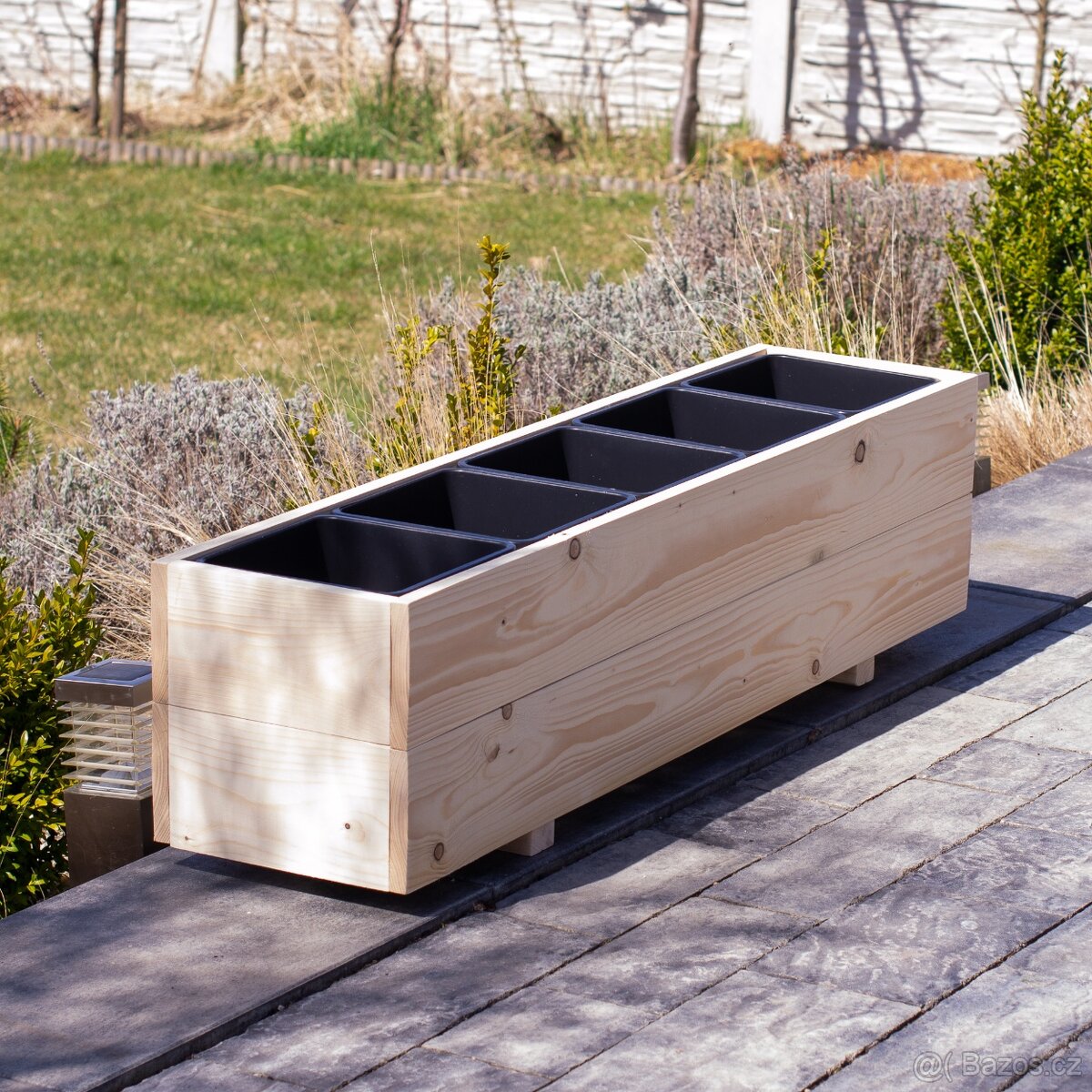 Dřevěný truhlík na terasu - přírodní - 2