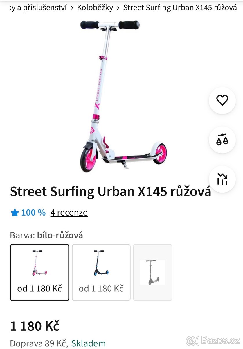 Koloběžka Street surfing Urban X145 růžová - 2