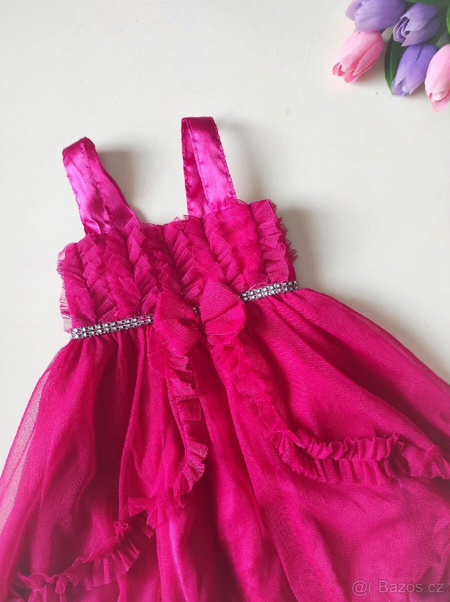 Nádherné růžové šaty pro holčičku 92 - 2