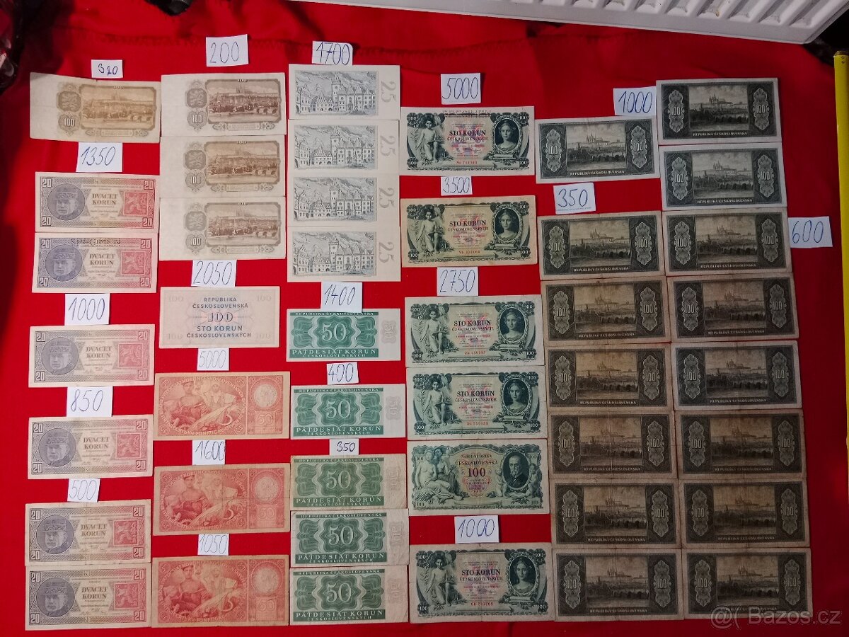 Československé bankovky třetí část ceny jsou za ks a na fotu - 2