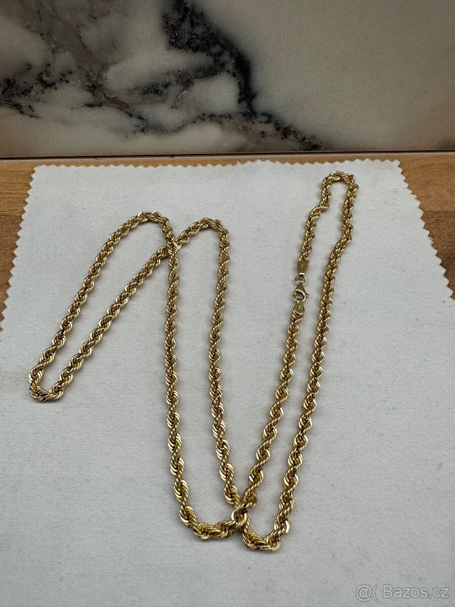 Zlatý 14kt valis řetízek 65cm - 2