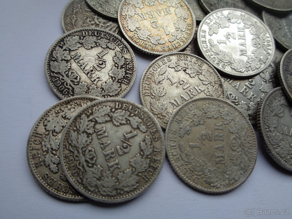 Stříbrné 1/2 marky 1905-1918 - 2