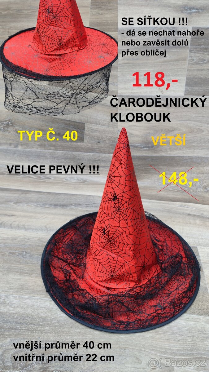Čarodějnické klobouky -VĚTŠÍ PEVNÉ - slevy - 2