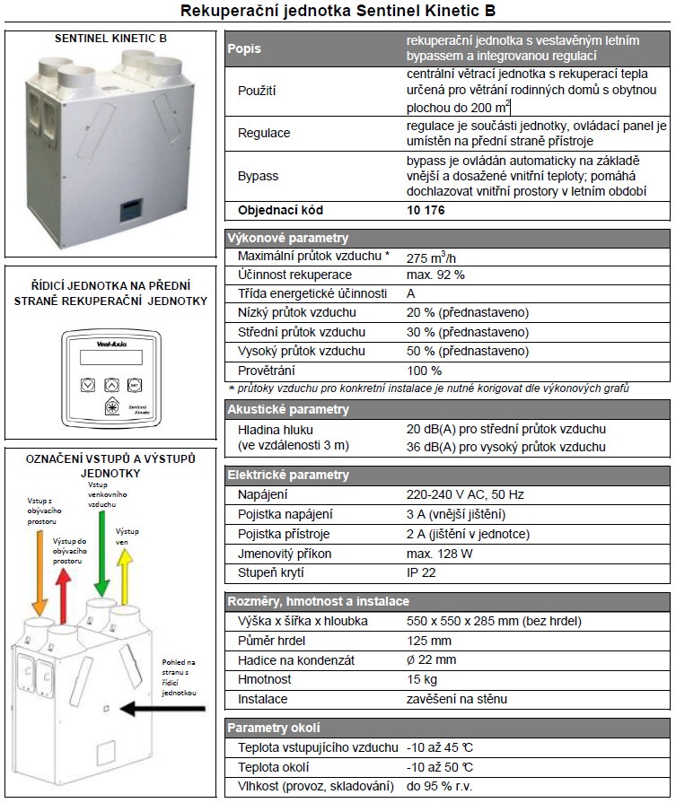 Rekuperační jednotka Vent Axia, BYPASS, HYGROSTAT, 275 m3/h - 2
