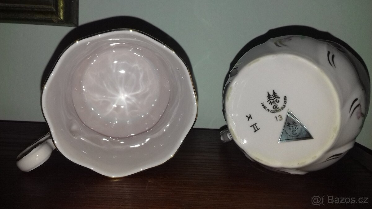 Hrnek, značkový, růžový porcelán, H&C, šálek, nové, 2 kusy - 2