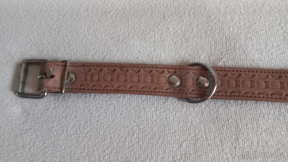 Prodám kožený obojek béžový - 2