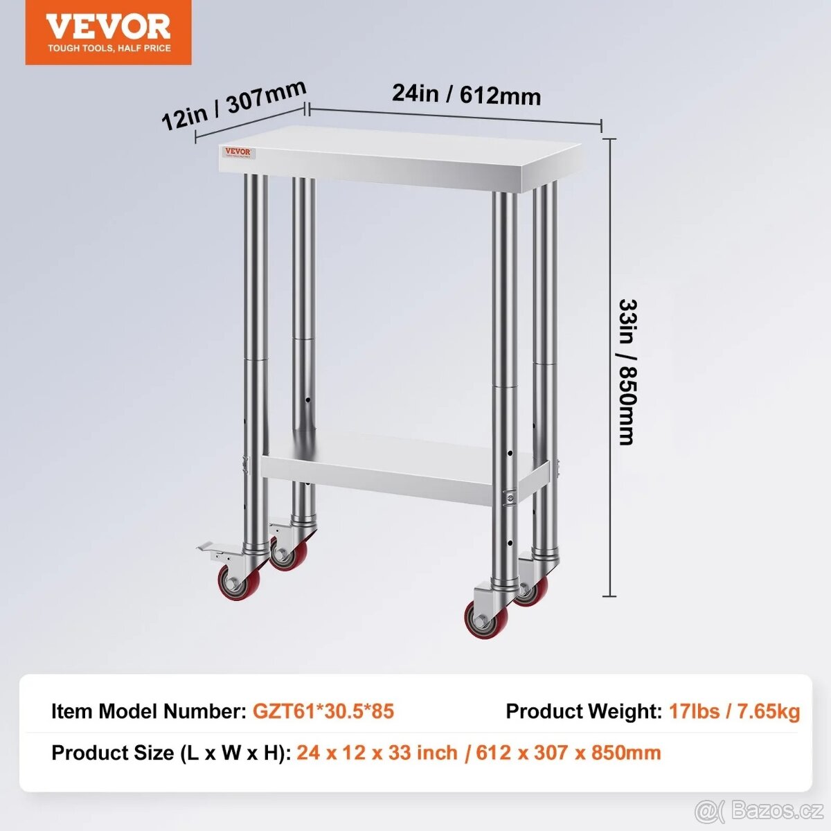 Nerezový pracovní stůl Vevor - 2