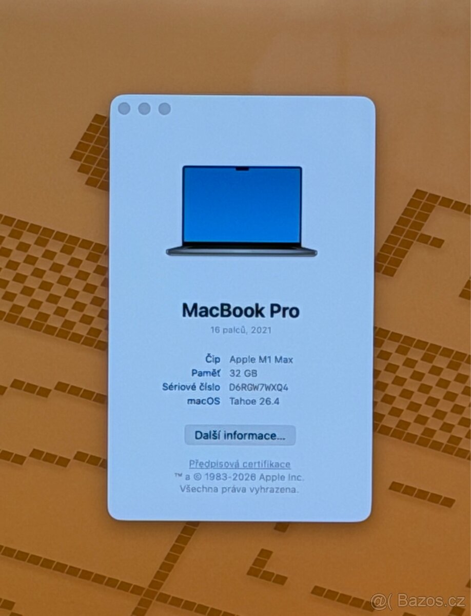 MacBook Pro 16inch 2021 /32GB/M1 MAX/512GB SSD DISK/Záruka - 2