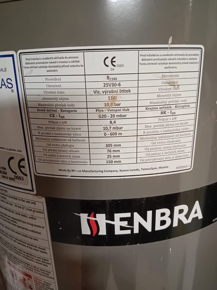 Stacionární plynový ohřívač vody,funkční - 2