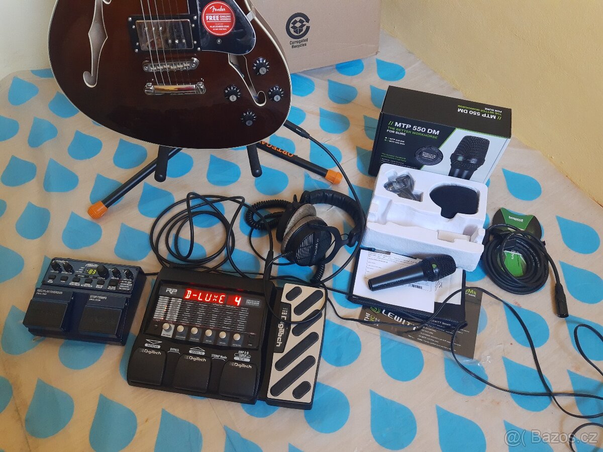 Squier Starcaster + efektor, looper, mikrofon, sluchátka. - 2