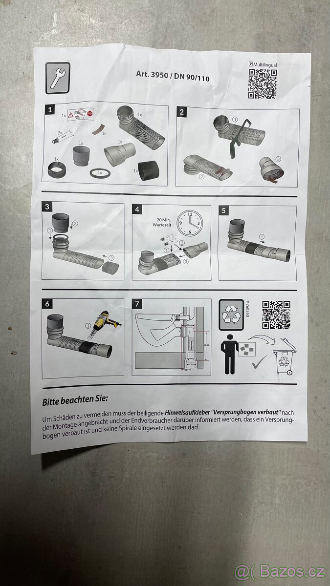HAAS DN 90/110, připojovací trubka pro závěsné WC - 2