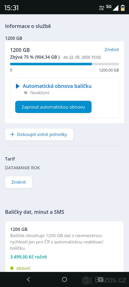 O2 datová SIM 1200gb - 2