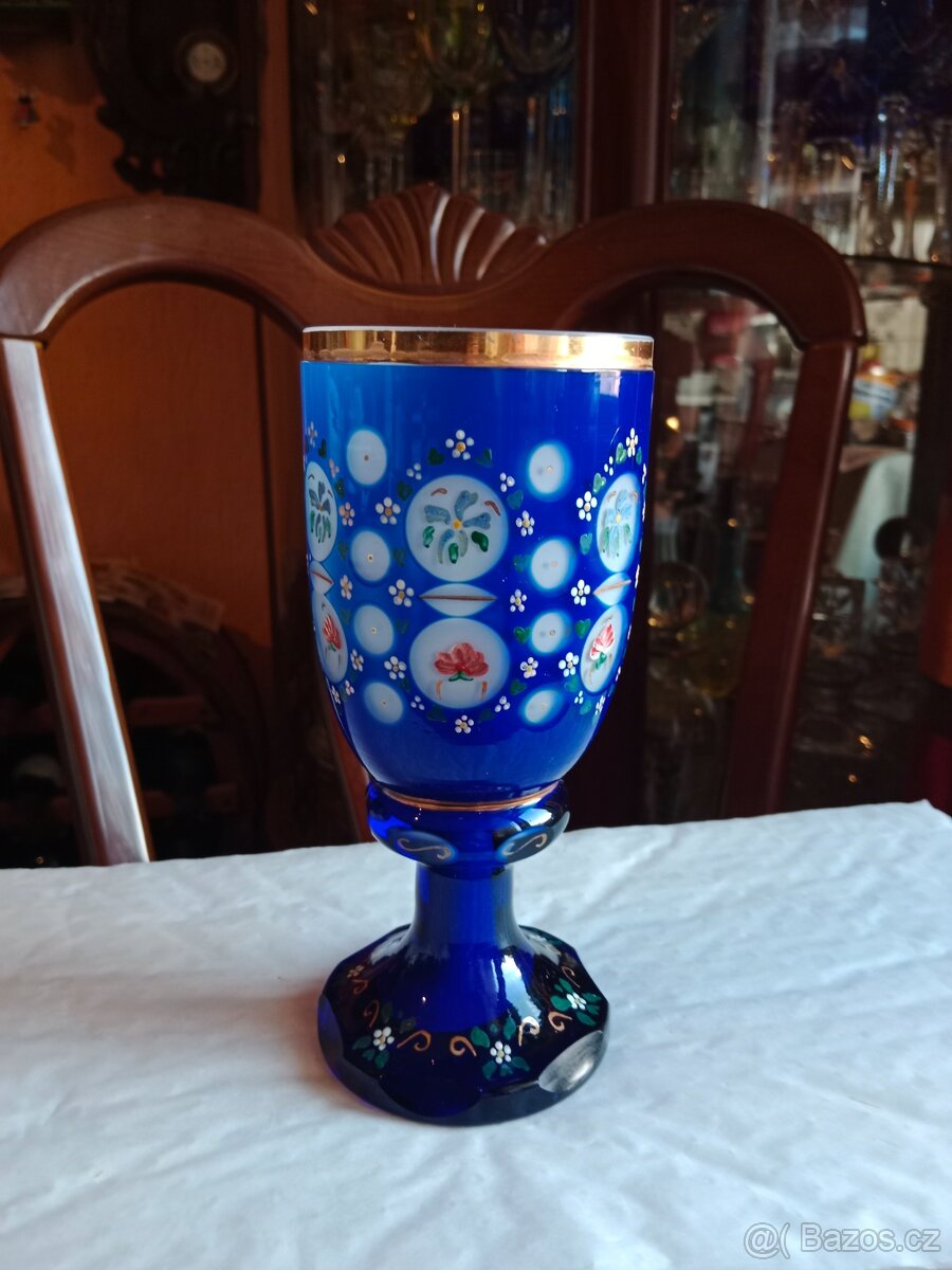 Pěkný, starý přejimaný broušený pohár - 2