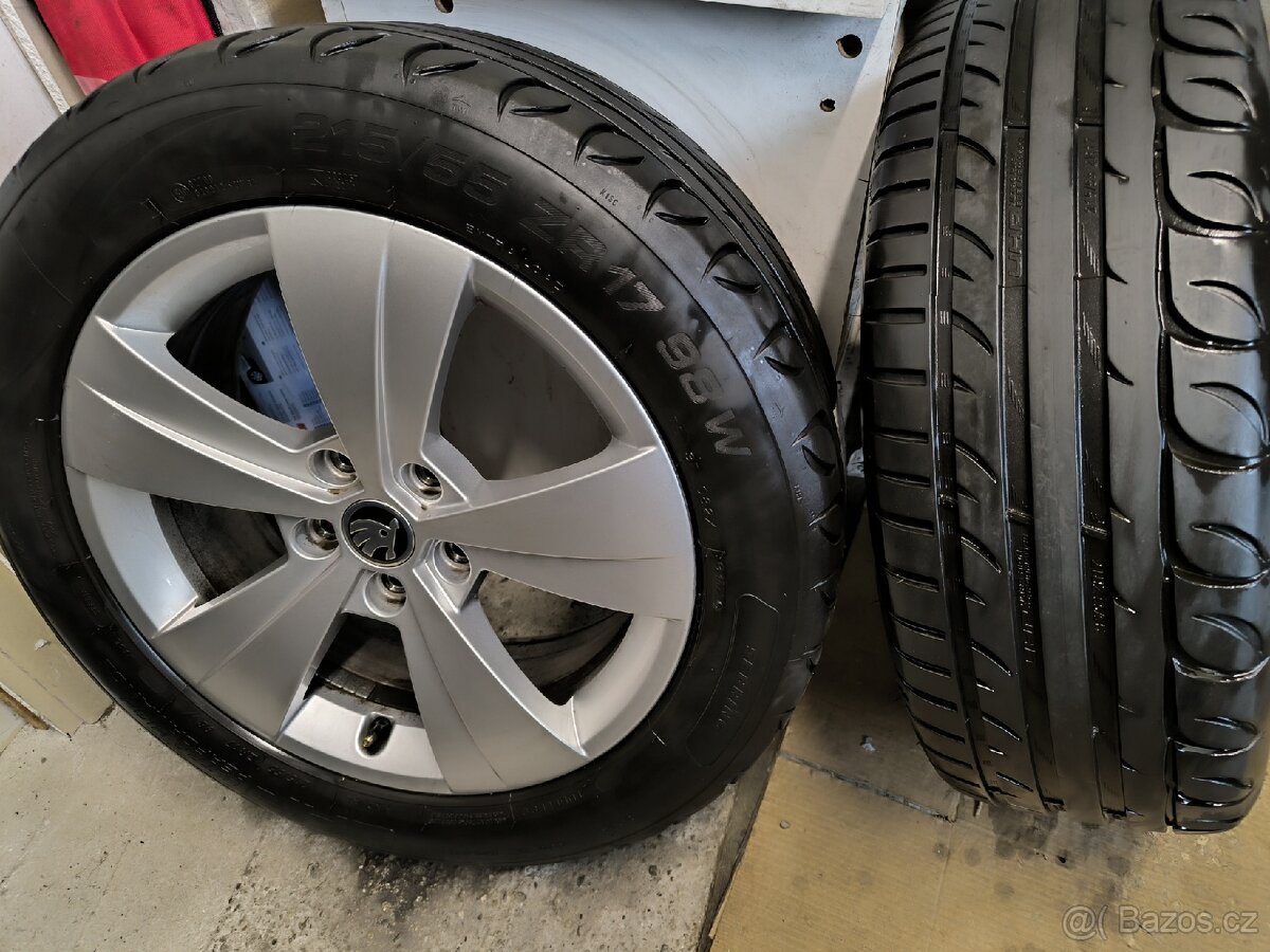 ALU kola Škoda Superb 5x112 r17 Originál, pneu 6mm - 2