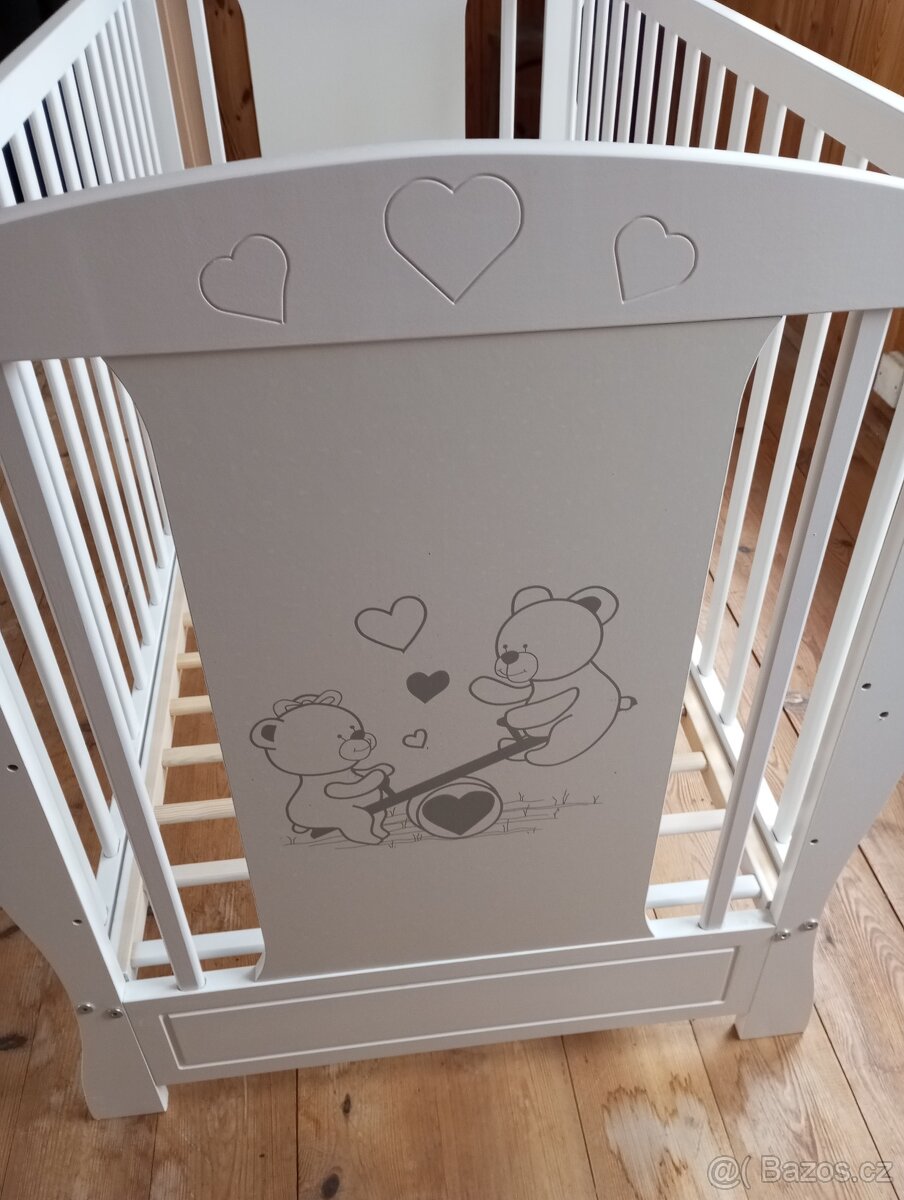 Dětská postýlka Bobas Máša, medvídek bílá - 2