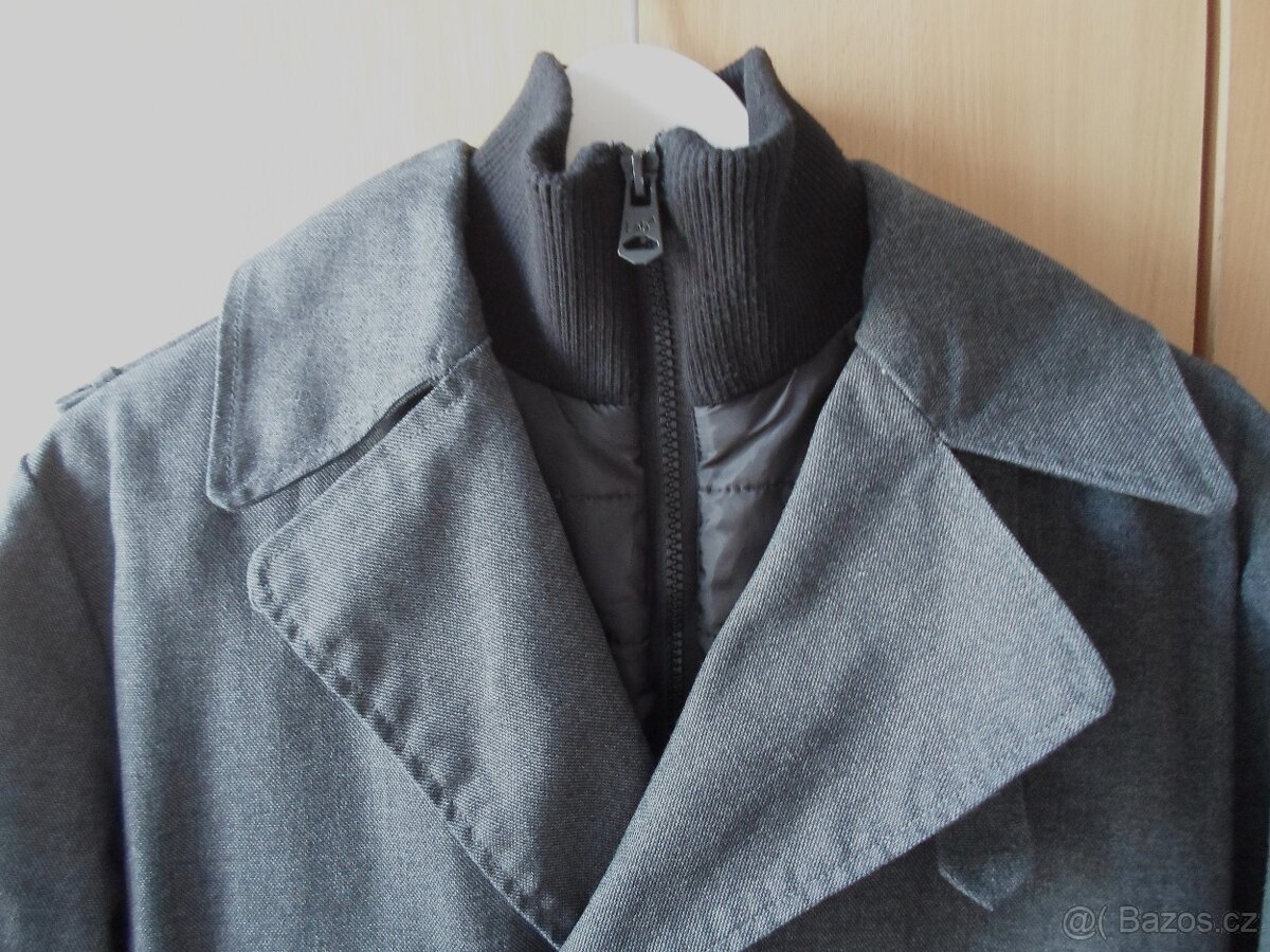 Šedý pánský kabát bunda - S - 2