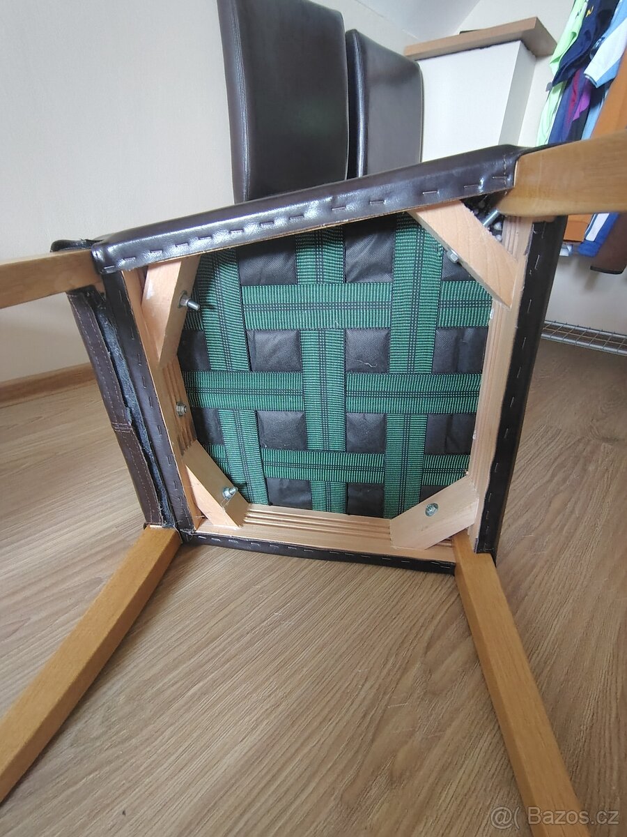 Židle IKEA dřevo kůže - 2