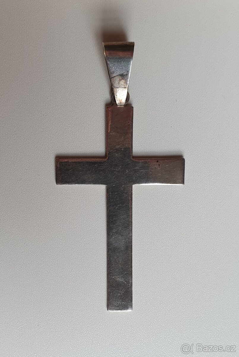 velký stříbrný přívěsek kříž 18g - 2