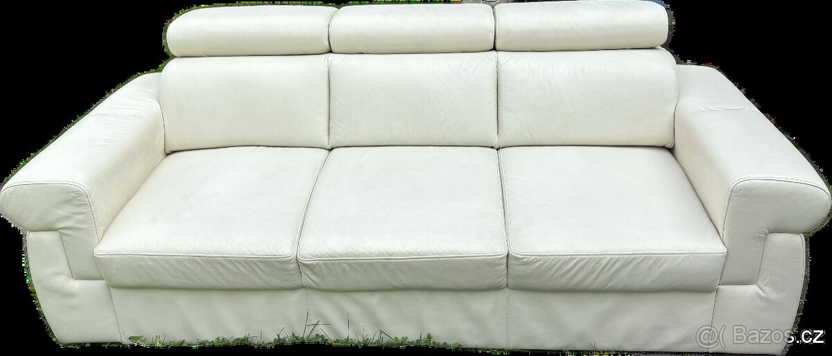 Bílá kožená sedačka - 2