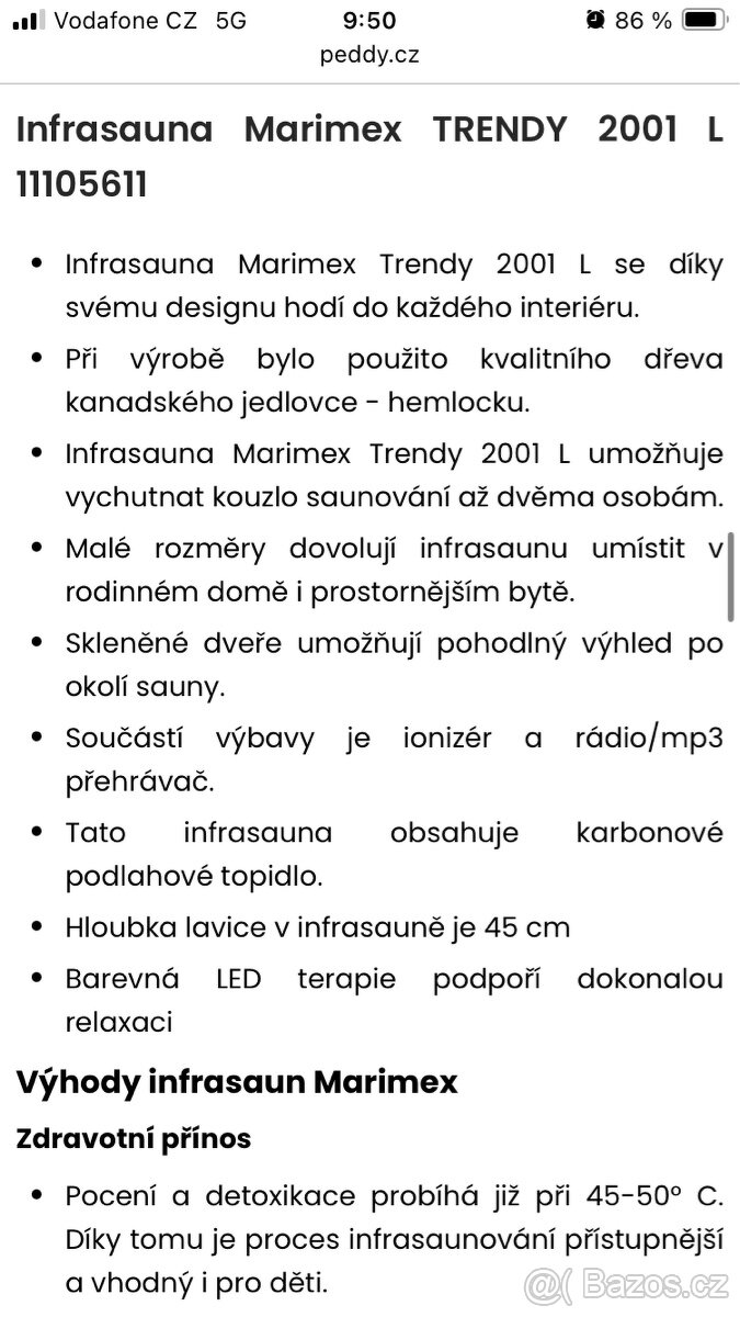 Infrasauna Marimex Trendy 2001L - 2