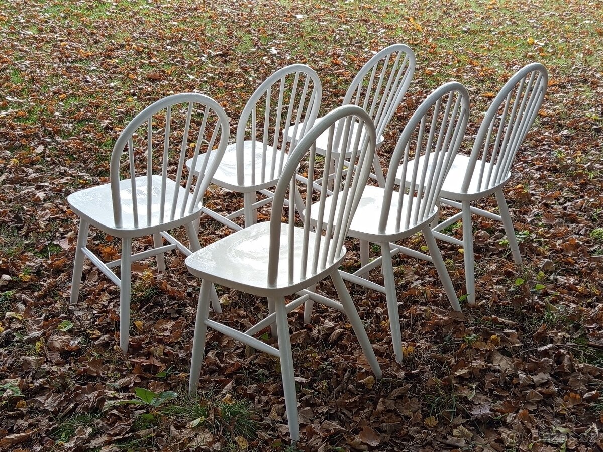 Dřevěné bílé židle z ohýbaného dřeva - 2