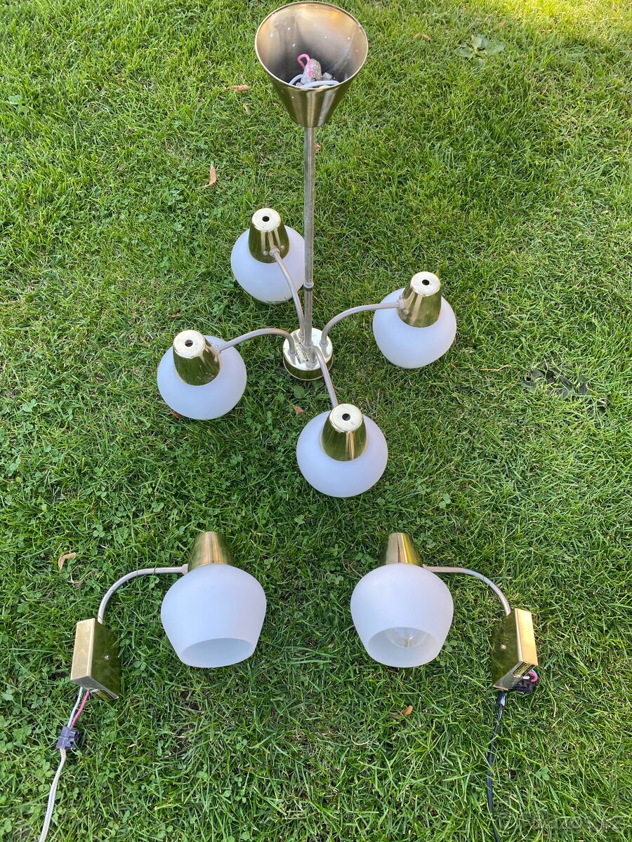 starý lustr kamenický šenov retro lustr nástěnná lampička - 2