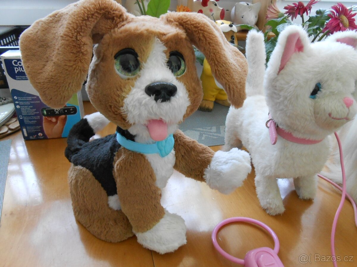 2x pejsek + 1x kočička na baterky - známky používání - 2