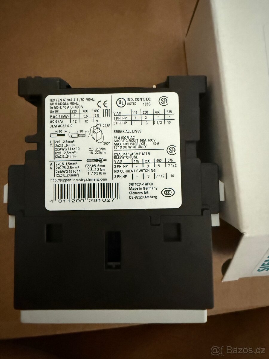Stykač Siemens Sirius 3RT1024-1AP00, 230 V/AC, 12 A, - 2