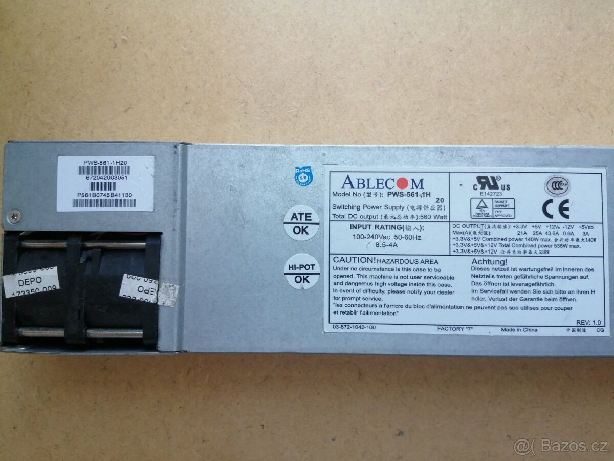 ABLECOM PWS-561-1H 560W serverový zdroj - 2