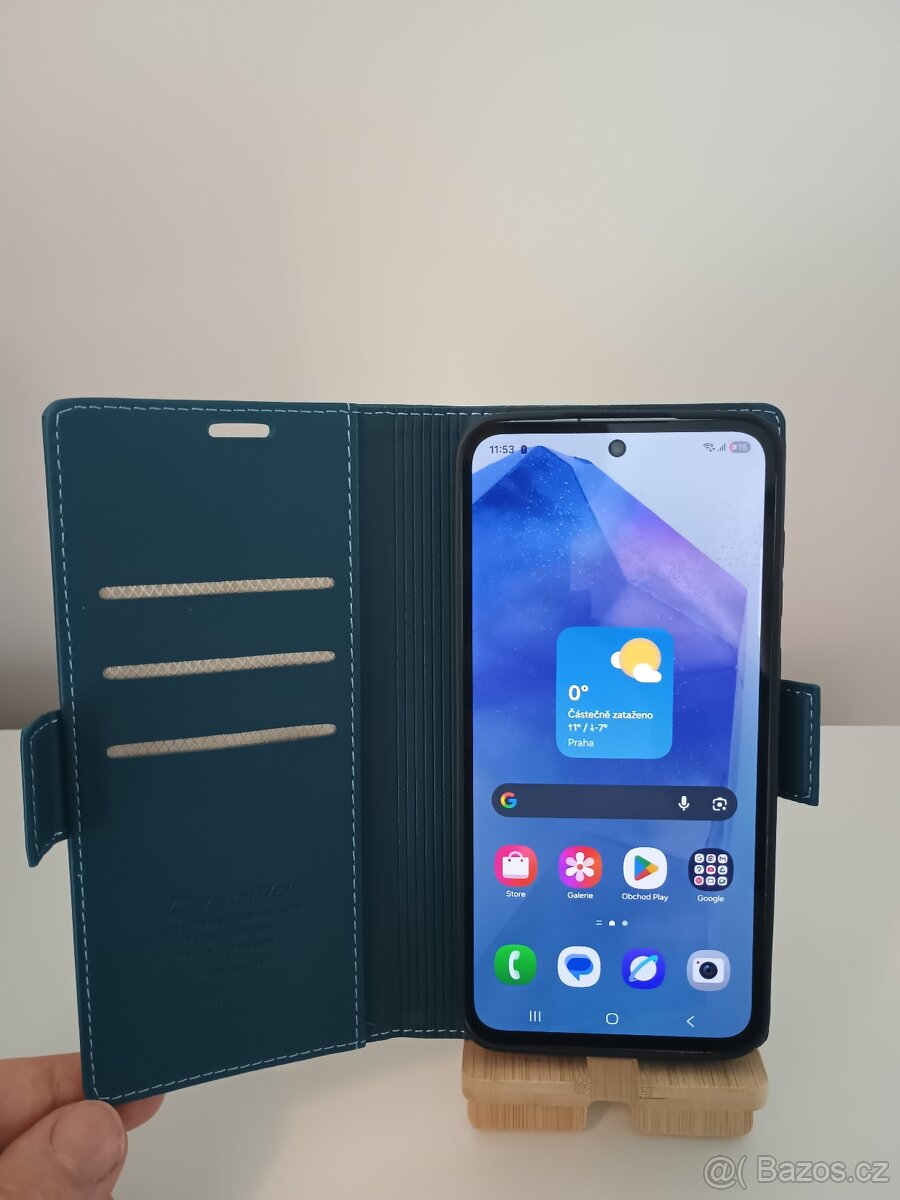 Samsung A55 8GB/128GB, modrý +kožené pouzdro+kabel+nabíječka - 2