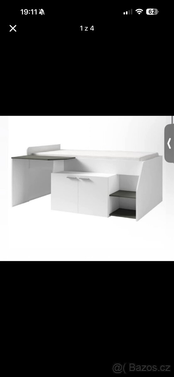 Postel se stolkem, skříní a matrací - 2