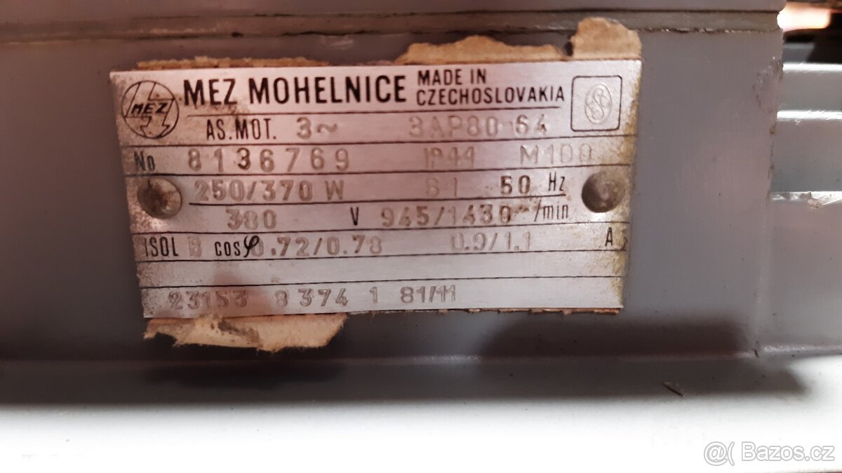 Elektromotor dvouotáčkový, hřídel, leštička, bruska - 2