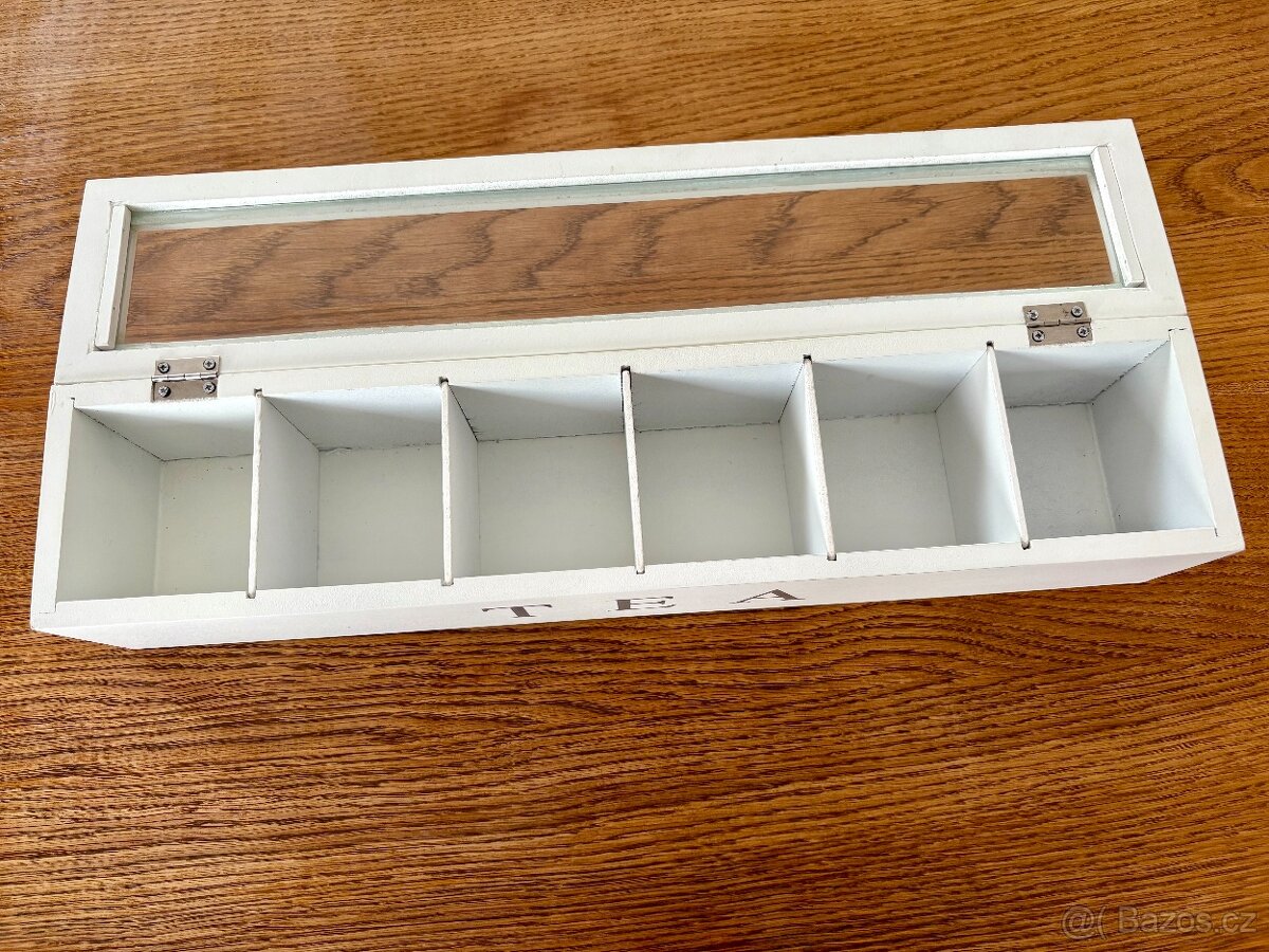 Dřevěný box na čaj – Tea Time, 6 přihrádek - 2