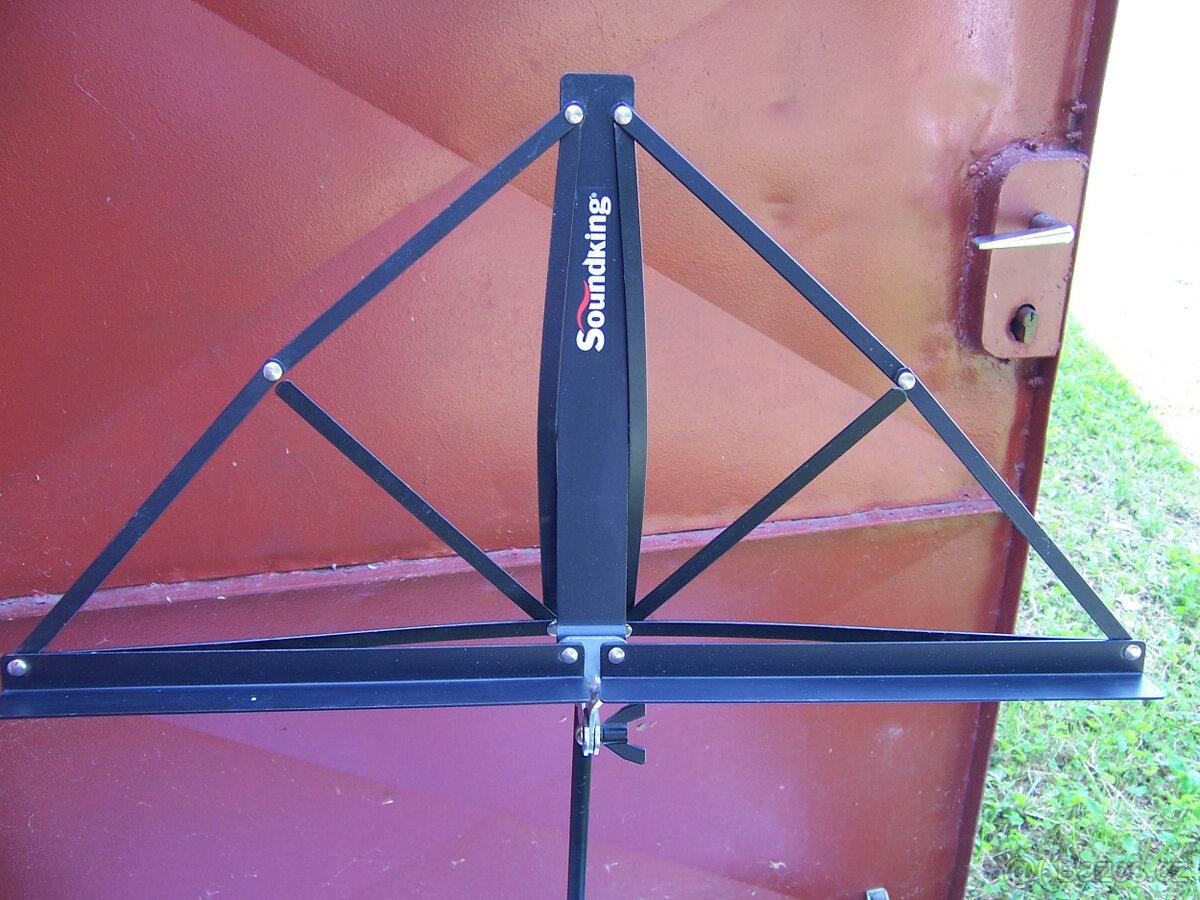 černý, kovový stojan na noty, rozkládací, stavitelný, - 2