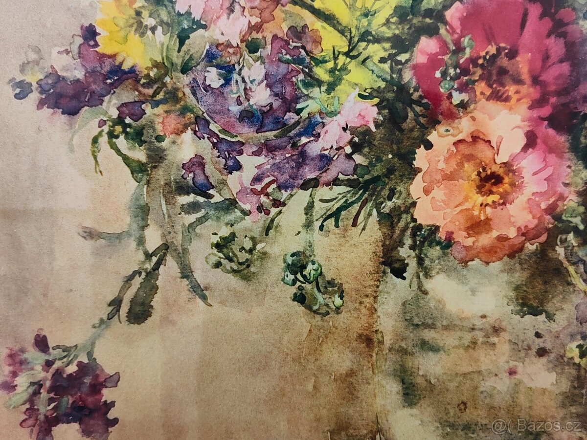 Obraz kytice / starý dobový tisk - 2